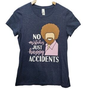 District Bob Ross No Mistakes‎ Just Happy Accidents Graphic Tee Heather S